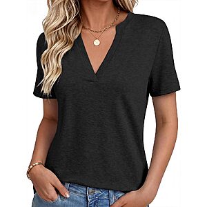 NORACORA Women's V-Neck Short Sleeve T-Shirt – $5.49, All Sizes