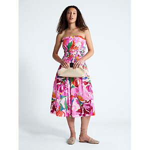 Free Assembly Women's and Women's Plus Strapless Cotton Poplin Tiered Midi Dress, Sizes XS-4X $8.28