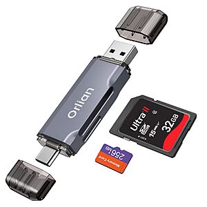 Dual Slot USB 3.0 SD Card Reader, Compatible with Laptops, iPhone 16/15, MacBook Android (Gray) $7.19
