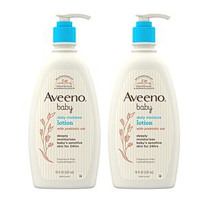 [S&S] Aveeno Baby Daily Moisture Body Lotion, Fragrance-Free, 18 fl oz, 2 Pack $16.13