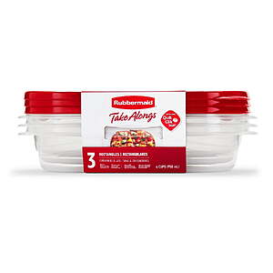 Rubbermaid TakeAlongs 4 Cup Rectangle Food Storage Containers, Set of 3, Red $3.47