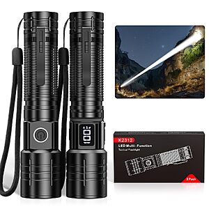 [Prime] 2-Pack 3000mAh AdamStar Tactical LED Rechargeable Flashlight w/ Power Display $12.59 + Free Shipping