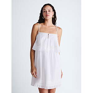 Scoop Women’s Flowy Cotton Mini Dress with Lace Trim, Sizes XS-XXL (2 colors) - from $7.20