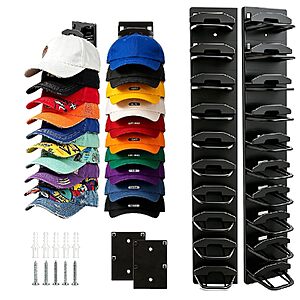 2-Pack Wall-Mounted Baseball Cap Organizer Rack (Black) $4.99 + Free Shipping w/ Prime or on $35+