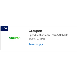 AMEX Offers: Groupon Spend $50 or more, earn $10 back Expires 12/31/26
