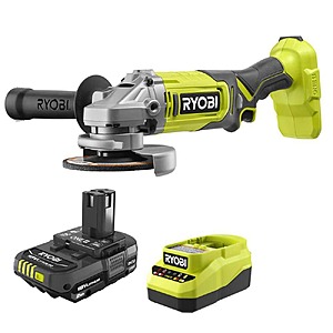 Ryobi ONE+ 18V Cordless 4-1/2 in. Angle Grinder with 2.0 Ah Battery and Charger Kit $79.97