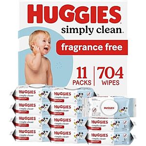 [SnS, AC] $11.10* | 11-pk 64-ct Huggies Simply Clean Baby Wipes (Unscented) at Amazon