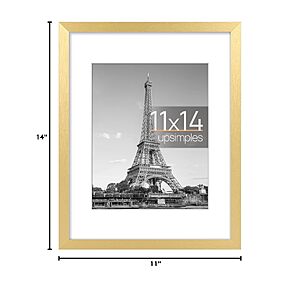 upsimples 11x14 Picture Frame, Wall Decor Photo Frames, Gold 1 Pack $7.99