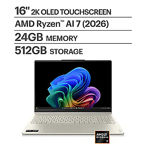 Lenovo Yoga 7a 2 in 1: 16" FHD+ OLED Touch, Ryzen AI 7 445, 24GB LPDDR5, 512GB SSD $999.99