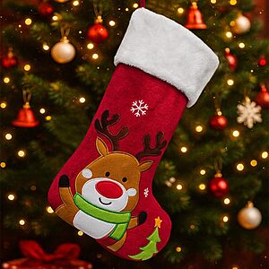 Reindeer Christmas Stockings Animal, 20" Velvet Cute 3D Deer Penguin Polar Bear Moose Xmas Stocking for Kids Girls Boys Women $4.98