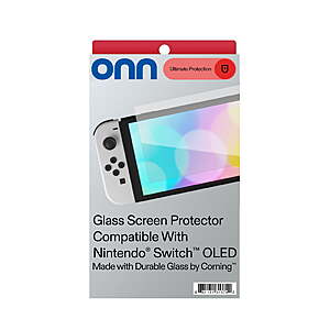 onn Corning Glass Screen Protector for Nintendo Switch OLED, Made with Durable Glass by Corning, with Easy Application Tray - $1