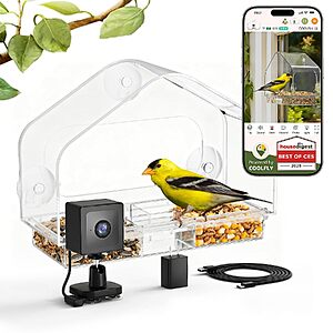 RichBird 2K Smart Camera Window Bird Feeder w/ AI Bird Identification $12.99 + Free Shipping w/ Prime or on $35+