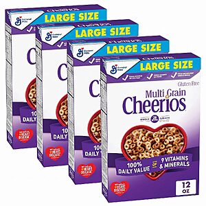 4-Pack 12-Oz Cheerios Multi Grain Heart Healthy Cereal $8.48 w/ S&S + Free Shipping w/ Prime or on $35+