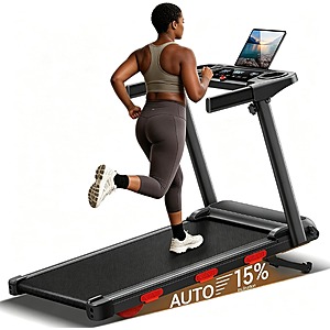 CURSOR FITNESS 15% Auto Incline Treadmill for Home, 300LBS Capacity $159.99 + Free Shipping