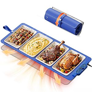 37"x15" FJAU Electric Silicone Food Warming Mat w/ 7 Heat Levels & 8-Hour Timer (Blue) $24.99 + Free Shipping w/ Prime or on $35+