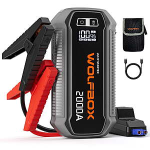 WolfBox 2000A Car Jump Starter, Portable Battery Booster Pack, 12V Power Bank for 7L Gas & 6L Diesel Engines $70 at Walmart