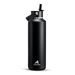 Amazon – POWCAN 24 oz Slim Insulated Water Bottle with Straw: Leakproof, Keep Cold 24H, - $6.75–$9.50 w/ Code