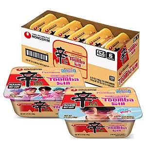 Nongshim Shin Ramyun Toomba Noodles Square Bowl, Creamy Korean Mac and Cheese Style Noodles Microwaveable, 3.73 oz (Pack of 6)~$6.59 With S&S @ Amazon