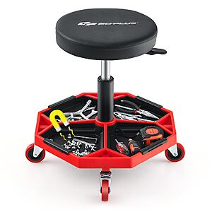 Goplus Mechanic Stool with Wheels, Magnetic Tool Tray, 330LBS Capacity $38.69