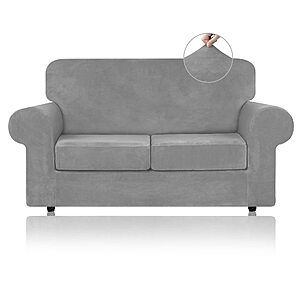 Amazon – WEERRW Velvet Stretch 3 Pieces Couch Cover for Sofa Washable, Silver Grey - $22.99 w/ Code