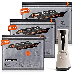 Amazon – Vacuum Seal Bags for Clothing Travel with Electric Pump,16 Pack - $18.58 w/ Code