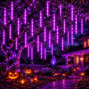 Adecorty 192-LED Purple Meteor Shower Halloween Icicle Lights (8 Tubes, 23 Ft) $5.99 + Free Shipping w/ Prime or on $35+