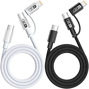 2-Pack 4' IDISON 2-in-1 USB-C to USB-C & Lightning Cable (60W/27W) $4.75 + Free Shipping w/ Prime or on $35+