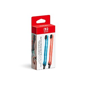 Official Nintendo Joy-Con 2 Straps (Light Blue/Red) - $10