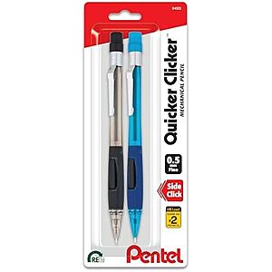 [SnS] $3.79 | Pentel Quicker Clicker Mechanical Pencil, 0.50 mm, Assorted, 2 Per Pack (PD345BP2-K6) at Amazon