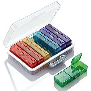 Large Weekly Pill Organizer, 7 Day Pill Box with AM Noon PM Compartments | Removable BPA-free pill case for vitamins, supplements, medicine, and travel use. $7.49