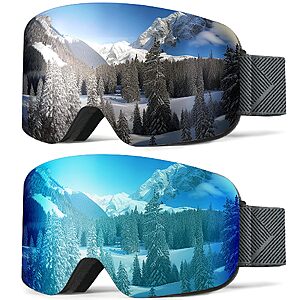 NSSIW Ski Goggles for Men Women Youth, OTG Snowboard Goggles Snow Goggles with Anti Fog and UV Protection Over Glasses 2 Pack​ $23.99 AC