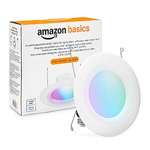 Amazon Basics 5/6" Smart Recessed Downlight Color Changing 2.4GHz WiFi (Works with Alexa) $9.81 + Free Shipping w/ Prime or on $35+