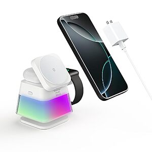 Minthouz 3-in-1 Wireless Charging Station for iPhone, Apple Watch & AirPods w/ Multi-Color Night Light $9.89 + Free Shipping w/ Prime or on $35+