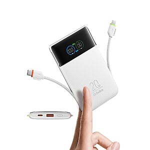 Orfeika 10000mAh Slim Portable Charger Power Bank w/  20W PD Fast Charging & Built-In USB-C & Lightning Cables (White) $15.99 + Free Shipping w/ Prime or on $35+