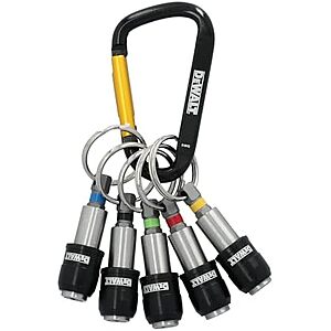 [AC] $13.48* | DEWALT Keyring Bit Holder Set 1/4 Inch Hex Bits, Durable Metal Bit Holder Key Chain (DWAFHLDKC5) at Amazon