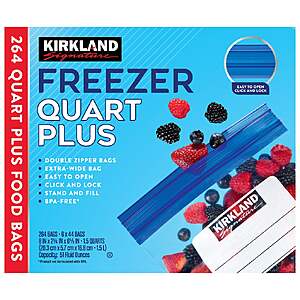 Costco In-Warehouse (10/19-11/15): Kirkland Signature Freezer Bags: 192-Ct Gallon $11.99, 264-Ct Quart $10.99