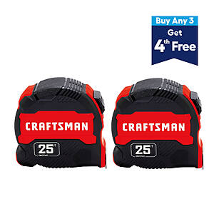CRAFTSMAN Red COMPACT EASY GRIP 2 -Pack 25-ft Tape Measure ( $14.98 on Amazon but long delivery date) $16.98