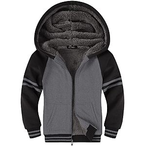 ZITY Boys Zip Up Sherpa Lined Hoodie Fleece Winter Jacket, 6-7 Years Old $14.99 AC