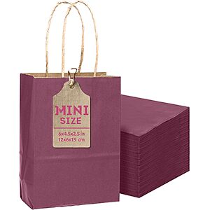 24-Count Qiqee 6"x4.5"x2.5" Mini Kraft Paper Gift Bags w/ Handles (Purple) $4.84 + Free Shipping w/ Prime or on $35+