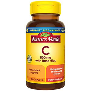 130-Count Nature Made 500mg Vitamin C w/ Rose Hips Caplets $3.57 ($0.02 Each) w/ S&S + Free Shipping w/ Prime or on $35+