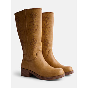 No Boundaries Women's Floral Embroidered Square Toe Block Heel Boots $27 + Free Shipping w/ Walmart+ or on $35+
