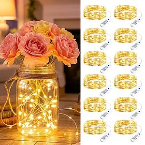 12-Pack Minetom 7ft Warm White Battery Operated Fairy String Lights w/ 8 Modes $4.99 + Free Shipping w/ Prime or on $35+