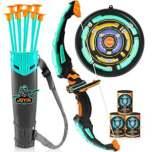 JOYIN Kids Bow and Arrow Set, LED Light Up Archery Toy Set with 9 Suction Cup Arrows, Target & Arrow Case $19.99