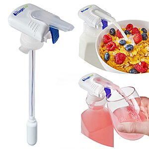 Magic Tap Automatic Drink Dispenser for Fridge, White (1 Pack), Automatic Milk Dispenser Pump for Gallon Jugs, Water & Juice, Fits Most Bottles, Batteries Required