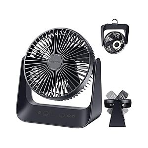 5000mAh USB Rechargeable Desk Fan w/ Temperature Control, 5 Speeds, Night Light & Hook (Blue) $9.99 + Free Shipping w/ Prime or $6 Fee per Order