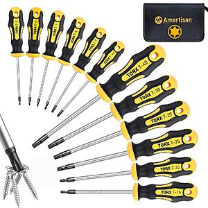 Amartisan 12-Piece Magnetic Torx Screwdriver Set (T5-T40) $15.99 + Free Shipping w/ Prime or on $35+