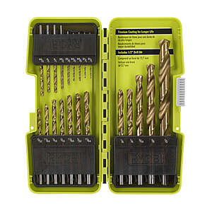 $11.99, FS, Blemished RYOBI 21 PC. Round Shank Titanium Drill Bit Set, 32pc, $14.99, Direct Tools Outlet