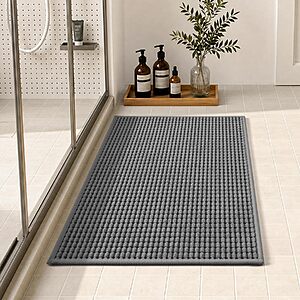 $10.20 AC AMAZON Bath Mat, Absorbent Bathroom Mat Quick Dry, Thin Bathroom Rugs 16 x 24"with rubber backing GRAY