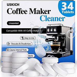 Select Accounts: 34-Count USKICH Coffee Maker Cleaner & Descaler Tablets $6.39 w/ S&S + Free Shipping w/ Prime or on $35+