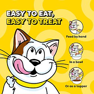 $7.99 or less S&S/Clip Q Temptations Creamy Puree Cat Treats, Chicken, Salmon & Tuna, 24 Count  (33c per treat)